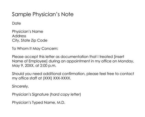Absence Note For A Doctor Appointment Template