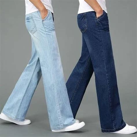Regular Fit Plain Mens Bell Bottom Denim Jeans Blue At Rs 501piece