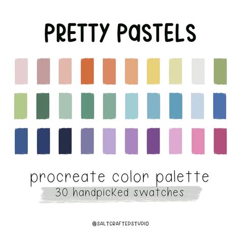 Pretty Pastels Procreate Color Palette Color Swatches Procreate Tools Etsy Digital Paint