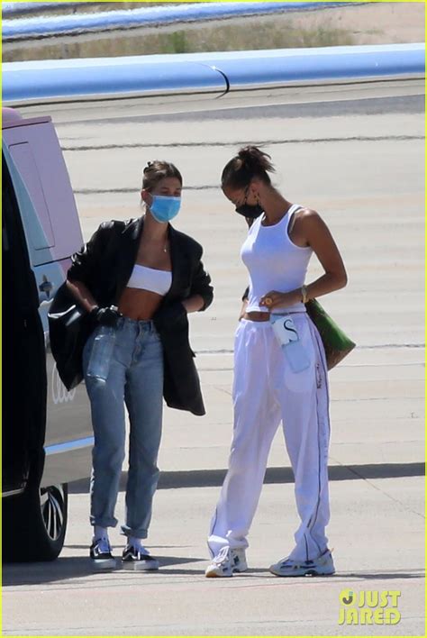 Full Sized Photo Of Hailey Bieber Bella Hadid Fly Home From Sardinia 22