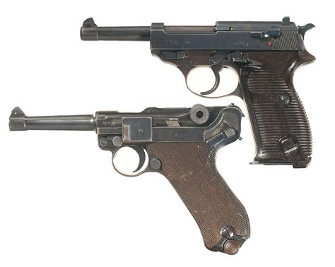 Two German Wwii Pistols A Walther Ac 42 Code P 38 Pistol B Mauser