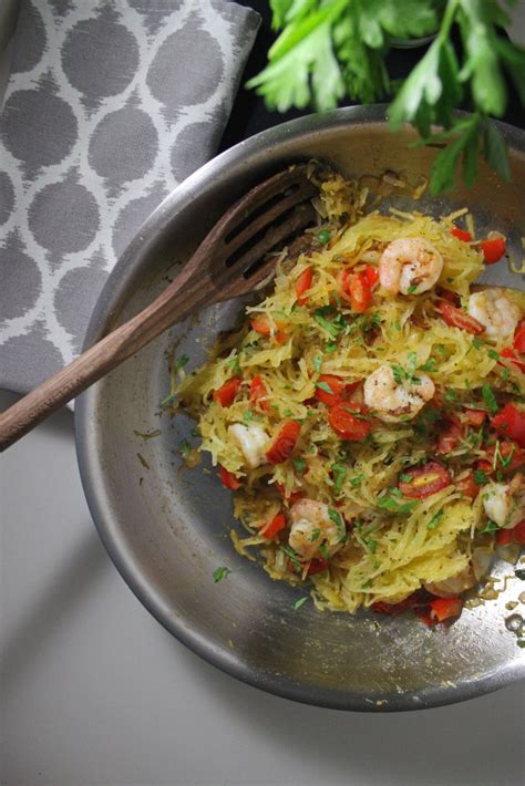 Roasted Spaghetti Squash Pasta With Shrimp Keys To The