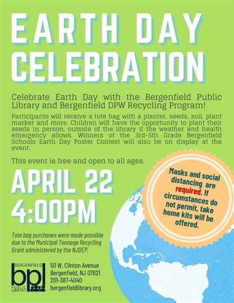Bergenfield Public Library And Dpw To Host Earth Day Celebration
