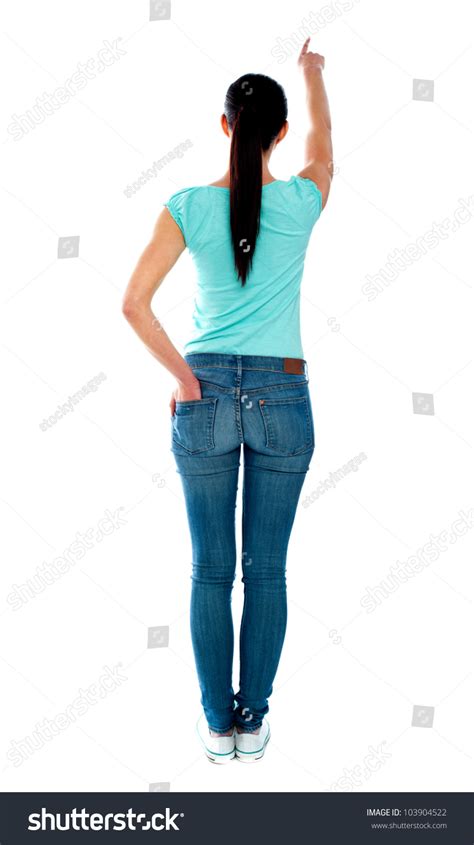 Rear View Young Woman Casuals Pointing Stock Photo 103904522 Shutterstock