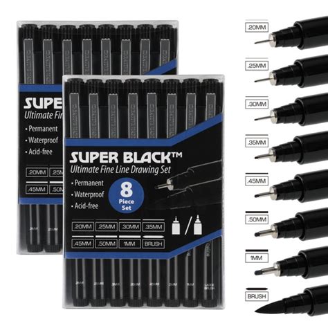 Creative Mark Ultimate Fine Line Drawing Pens Super Black Permanent