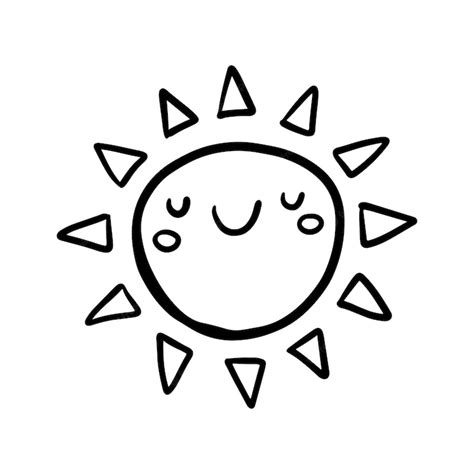 Premium Vector Cute Cartoon Hand Drawn Sun Sweet Vector Black And