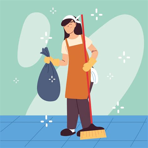 Hygiene Staff Woman With Cleaning Equipment 2686121 Vector Art At Vecteezy