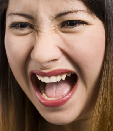 Face Of A Screaming Pretty Woman Close Up Stock Image Everypixel