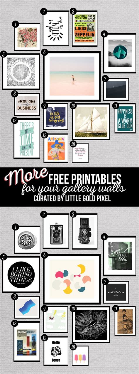 28 More Free Printables For Gallery Walls Little Gold Pixel Gallery