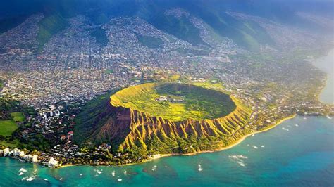 Aerial View Of Diamond Head Oahu Hawaii Peapix