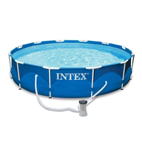 Intex 12 Ft Round X 30 In D Metal Frame Above Ground Pool With 530