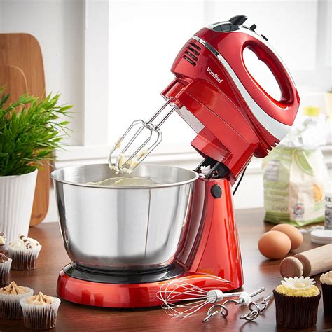 These range in capacity from 4 quarts all the way up to 80 quarts for large batches of bread dough and batter. VonShef 13/230 Two-in-One Hand/Stand Mixer for 220 Volts ...