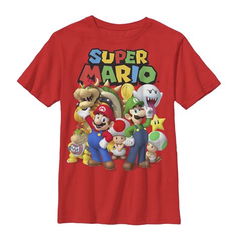 Boys Nintendo Super Mario Group Graphic Tee Red Large