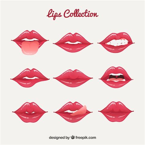 Beautiful Lips Set Vector Free Download