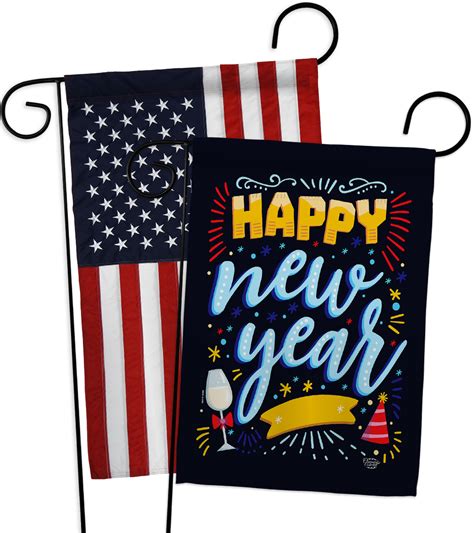 It New Year Impressions Decorative Usa Applique Garden Flags Pack