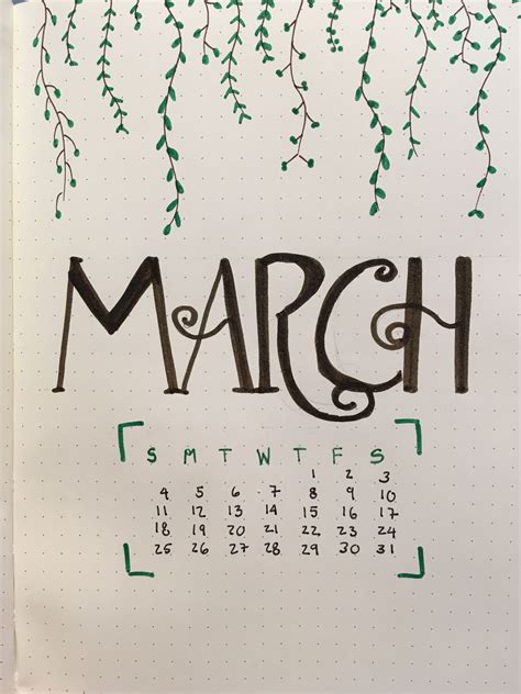 March Cover Page Bullet Journal