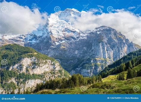 Spectacular Mountain Views Near The Town Of Murren Berner Oberland