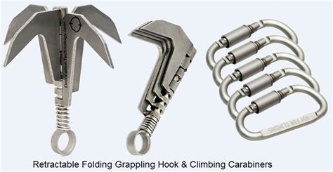Retractable Folding Grappling Hook And Climbing Carabiners Survival Belt