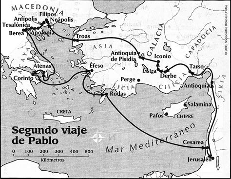Mapa Del Segundo Viaje De Pablo Biblia Para La Vida