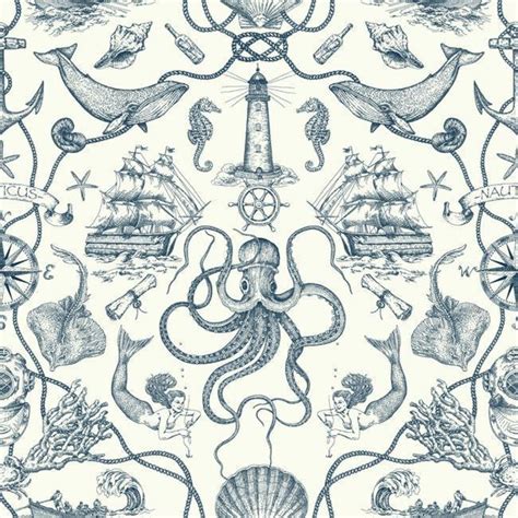 Nautical Mermaid Octopus Prepasted Wallpaper Etsy