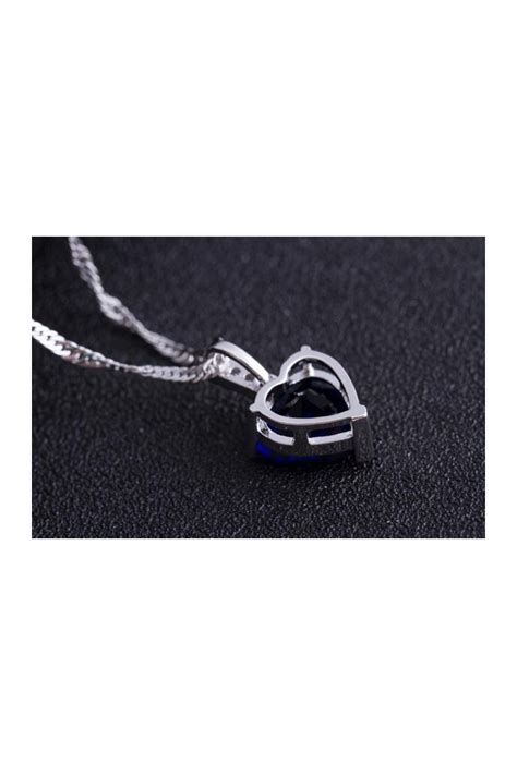 Stylish Blue Stone Love Heart Necklace