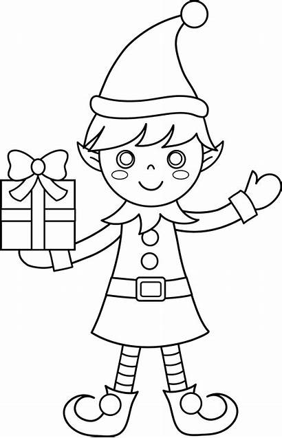 Coloring Christmas Clipart Elf Pages Clip Elves