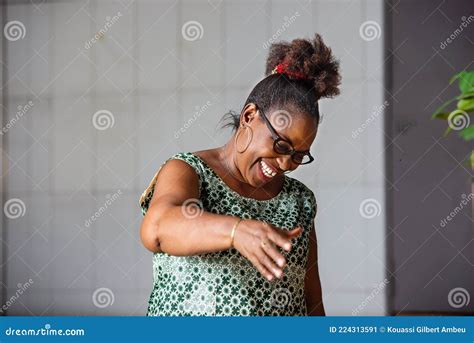 Close Up Of A Beautiful Mature African Woman Happy Stock Image Image Of Gesture Woman 224313591