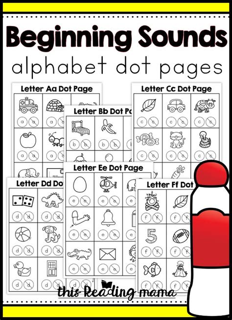 beginning sounds alphabet dot pages  reading mama word study