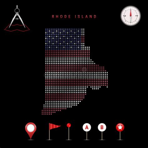 Dotted Vector Map Of Rhode Island Painted In The American Flag Colors