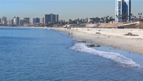 The Pacific Ocean And Beach On A Hot Summer Day In Long Beach Ca