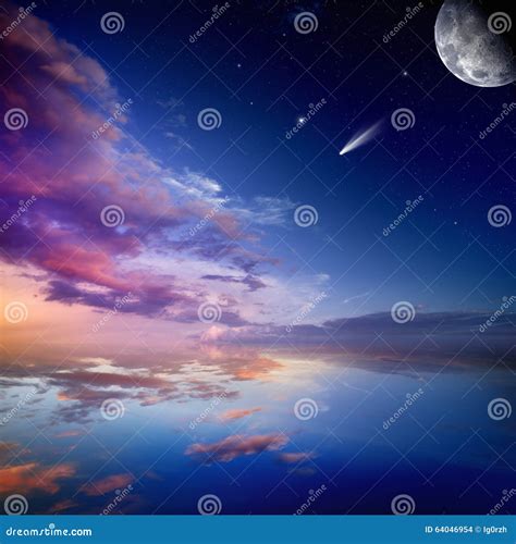 Pink Sunset Stock Photo Image Of Comet Lunar Tranquil 64046954