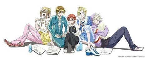 Some Anime Characters Sitting On The Ground With Books And Papers In