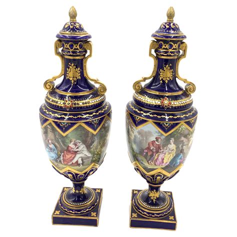 19th Century Pair Of Sevres Style Champlevé Enamel Mounted Vases For Sale At 1stdibs