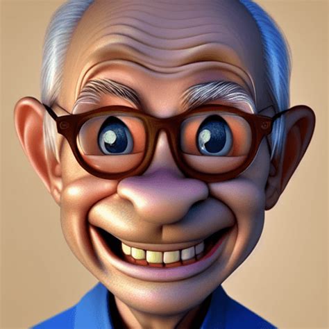 Beautiful Skin Juvenile Old Man School Disney Pixar Style 3d Art