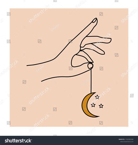 Hands Holding Crescent Moon Boho Ethnic Stock Illustration 1742305268
