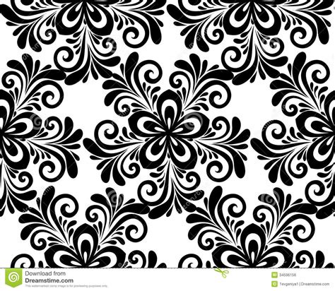 Black And White Floral Seamless Pattern Stock Vector