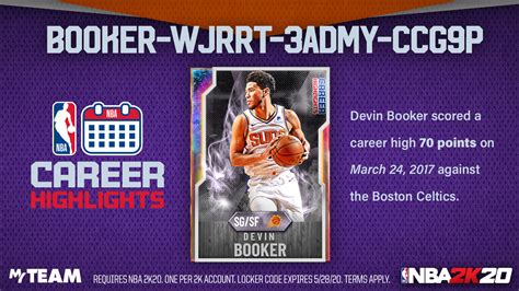 Here are the known locker codes released for nba 2k20 as of august 2020. Galaxy Opal Devin Booker Locker Code - NBA 2K20 MyTeam