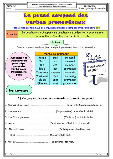 Les Verbes Pronominaux Exercice Verbe Verbe Classe De Francaise Images