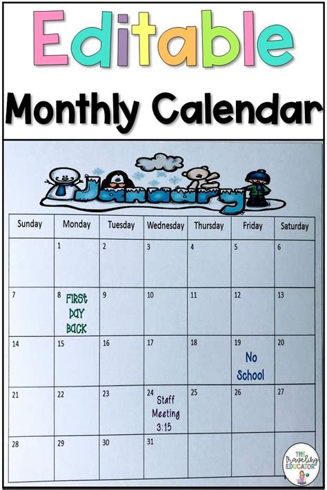 Editable Printable Calendars By Month Calendar Printable Blank