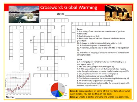 Global Warming Crossword Puzzle Sheet Keywords Settler Starter Cover