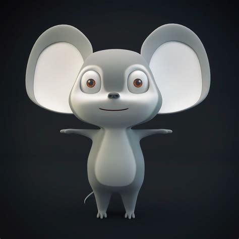3d Model Cartoon Mouse Gray Vr Ar Low Poly Cgtrader