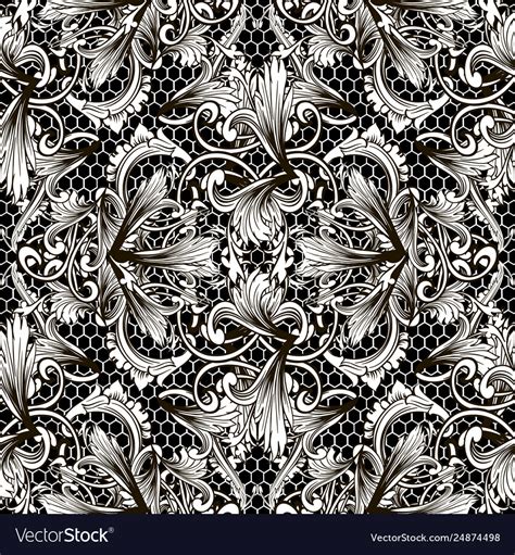 Baroque Black And White Floral Seamless Pattern Vector Image