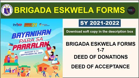 Deped Prescribed Brigada Eskwela Forms Sy 2021 2022 Youtube Vrogue