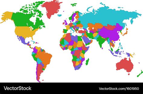 Colorful World Map Royalty Free Vector Image Vectorstock