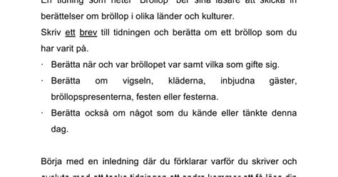 Skrivuppgift om bröllopstraditioner