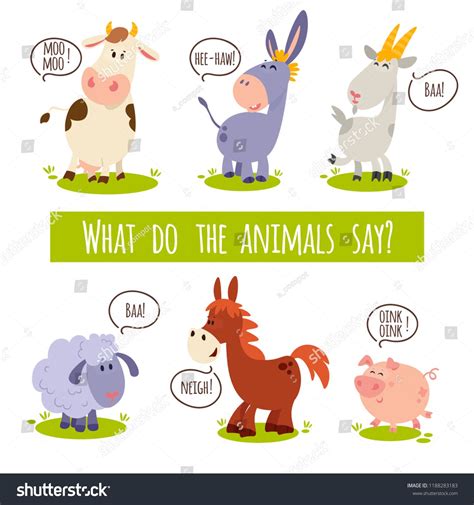 Vector Set Of Cute Cartoon Animals Cow Goat Donkey Pig Sheep