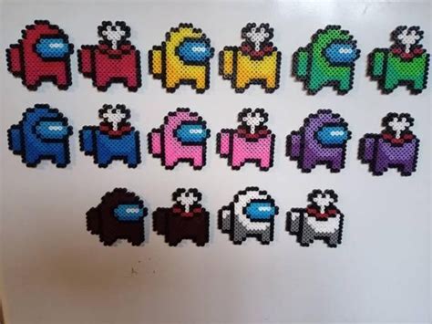 Among Us Inspired Hama Bead Magnets Crewmates Etsy In 2021 Easy