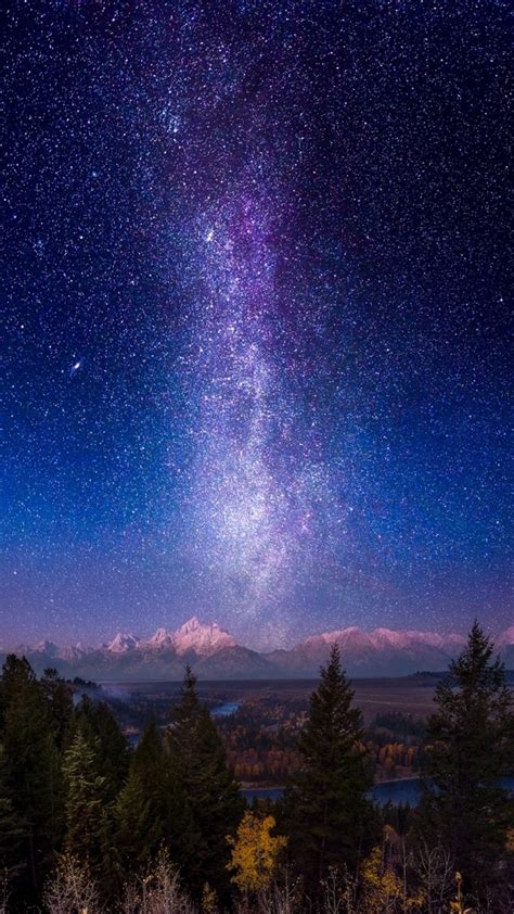Galaxy View In Night Wallpaper Iphone Wallpaper Iphone