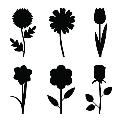 Download Flowers Black Silhouettes Stock Illustration - Download ...