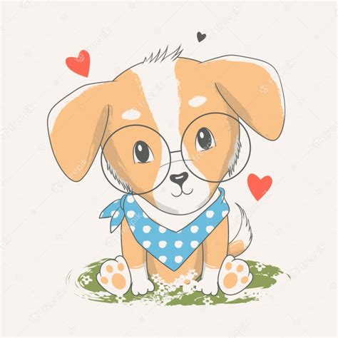 Vetorial Mão Ilustrações Desenhadas De Um Cachorro Fofo Vetor Premium